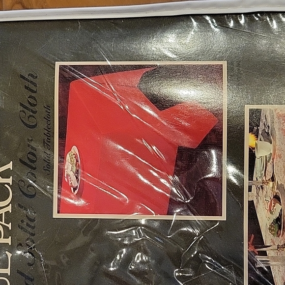 QUAKER LACE VALUE PACK Lace Cloth and Solid Red 58x78 Oblong VINTAGE New in Pack - Picture 3 of 6